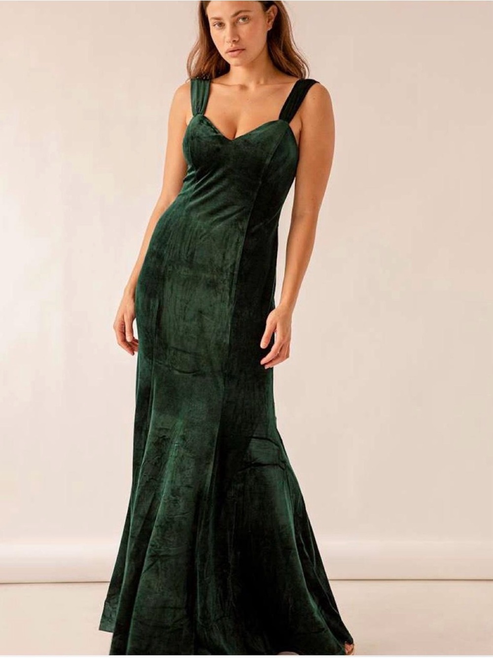 Lulus Velvet Emerald Evening Gown Classic Mobwife Aesthetic Long Large